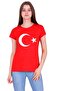 Turkish Flag Moon Star Printed Slim Fit Women Red T-Shirt - 2
