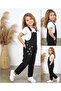 Girl's Denim Salopet Overalls with Adjustable Straps and Character Print - 2