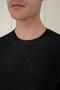 Slim Fit Cotton Honeycomb Woven Long Sleeve Polo Collar Black T-Shirt Ts 891 - 5