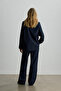 Dark Blue Asymmetric Denim Jacket with Closure - 5