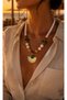 Natural Stone White & Green African Bead Detail Special End Summer Women's Necklace in Gift Box - 2