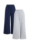 Women's Gray-Navy Blue 2-Piece Wide Leg Pocketless Summer Sweatpants - 2