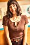 Women's Bitter Brown Snap-On Camisole Blouse BLZ-19000171 - 2