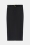 Black 100% Linen Midi Length Skirt with Belt Detail - 3