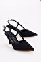 Women's Black Suede Evening Dress Shoes with Thin Heels - 6