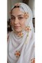 Needle-Embroidered White Color Prayer Mat with Prayer Beads
