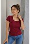 Women's Burgundy Square Neck Short Sleeve Body - 2