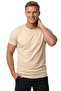Men's Cream Slim Fit 90% Cotton Lycra Soft Textured Basic T-Shirt 1801131 - 2