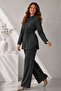 Belted Waist Wrapped Double Suit Anthracite 2193