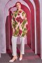 Green-Burgundy Patterned Women's Shirt Tunic T 1814 - 2