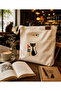Bag, Canvas Tote Bag Printed Gusseted |   Vase Cat Bag - 5