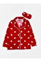 Mother-Daughter Cotton Suede Fabric Red Heart Pattern Shirt Collar Buttoned Long Sleeve Pajama Set - 5