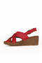 Red Leather Women's Wedge Heeled Sandals 01We3906 - 3