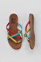 Green Multi Leather Women's Flip Flops 01Wu7458 - 5