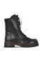 Black Leather Women's Flat Boots 39Wb4572
