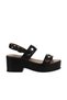 Black Khv Leather Women's Wedge Heeled Sandals 01Wu8105 - 2