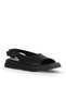 Black Leather Women's Flat Sandals 01Wy9404 - 2