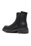 Black Leather Women's Flat Boots 01Wd2108 - 4