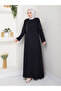 Black Flower Stone Embroidered Zippered Large Size Women's Ferace Mf-2254 - 6