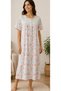 22856-Nena Round Neck Short Sleeve Patched Robe 100% Cotton Poppy Nightgown