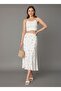 Floral Pattern Viscose Satin Fabric Verev Midi Skirt - Pink Floral - 2