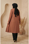 Large Size Draped Long Seasonal Cardigan 8740-01 Brown - 6
