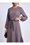 Women's Gray Flared Long Dress – Allure Fit |   Flowing Form |   Sash Detail - 3