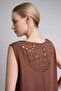 A-Line Round Neck Back Embroidery Detailed Linen Blend Sleeveless Dress H3361Ax26Sm - 7