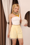 Women's Yellow High Waist Lace Detailed Pleated Shorts Stylish Summer Women's Shorts - 7