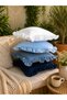 İnci Vintage Ruffled Indigo Blue Throw Pillow Cover 1 Pc - 4