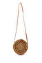 Women's Tan Straw Braided Long Strap Shoulder Bag - 5