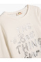 T-Shirt Slogan Printed Long Sleeve Crew Neck Textured Cotton - 3