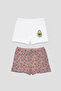 Girl's Patterned Premium Cotton Combed Cotton 2-Piece Boxer Shorts Set - 4