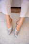 Brayn Knitted Detail Women's Silver Heeled Shoes - 3