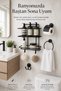Black Stainless 2-Piece Shampoo Holder Bathroom Shelf Tş02 Wide Covered Ring Towel Holder and Cutlery Bathrobe Holder Set - 4