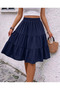 Women's Stylish Navy Blue High-Waisted Skirt - A-Line, Knee Length, Spring/Summer Fashion, Length 55cm - 3