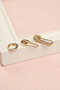 Women's Yellow Steel Color Non-Fading Safety Pin Hoop Earrings Set of 3 - 5