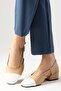 Hilda Tan Color Open Back Side Buckle Women's Short Heeled Shoes - 6