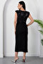 Double Breasted Collar Pulpayet Detail Sleeveless Crepe Dress Grs3820 - 8