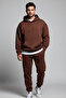 Men's 3 Thread Oversized Kangaroo Pocket Elasticated Cuffs Sweatpants Set - Home Wear - 4