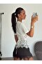 Basic Lace Detailed Top with Ribbed Back - Ecru - 3