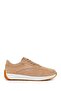 Women's Beige Lace-Up Suede Leather Sneaker 26Pfd420610