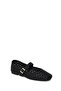 Women's Black Buckle Braided Ballerinas 26Pfe450729 - 7