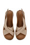 Women's Beige Ankle Buckle Short Heeled Leather Sandals 26Sfd341418 - 4