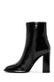Women's Black Zippered High Thick Heeled Patent Leather Boots 24Wfd 132516 - 4