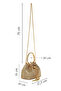 Women's Beige Long Chain Strap Piece Stoned Mini Evening Dress Bag 26Sbd2956Ts - 2