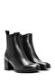 Women's Black Thick Heeled Leather Chelsea Boots 24Wfd 186418 - 5