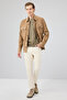 Osimhen Men's Beige Shirt Collar Suede Leather Coat 25Wgd657710 - 8