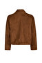 Miami Women's Brown Oversize Gathered Waist Suede Leather Jacket 26Sgd565410 - 3