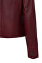 Beatrix Women's Burgundy Shirt Collar Short Leather Jacket 25Wge561347 - 5